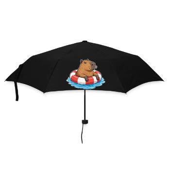Capybara im Schwimmring – Sommer & Chillen - Regenschirm (klein) - Schwarz - Vorne
