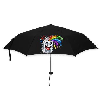 Fröhliche Farbdusche aus Dose - Regenschirm (klein) - Schwarz - Vorne