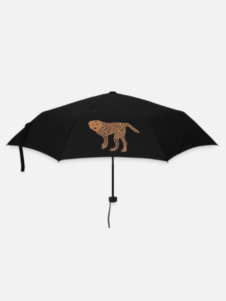 Hund mit Leopard Muster, Pudel, Lustig, Verrückt - Regenschirm (klein) - Schwarz