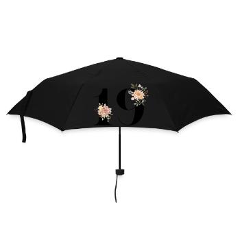 Blumen zum 19-jährigen Jubiläum (Geschenk von 19 Jahren) - Regenschirm (klein) - Schwarz - Vorne