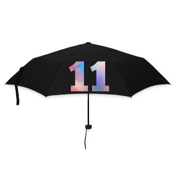 Bunte Zahl 11 - Regenschirm (klein) - Schwarz - Vorne