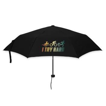 I Try Hard | Triathlon Schwimmen Radfahren Laufen - Regenschirm (klein) - Schwarz - Vorne