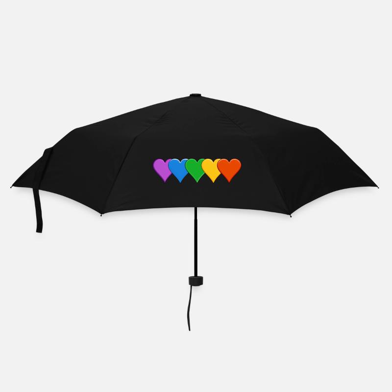 Rainbow Hearts Pride - Umbrella (small) - black