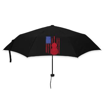 Retro Distressed Double Bass American Flag Gift - Umbrella (small) - black - Front
