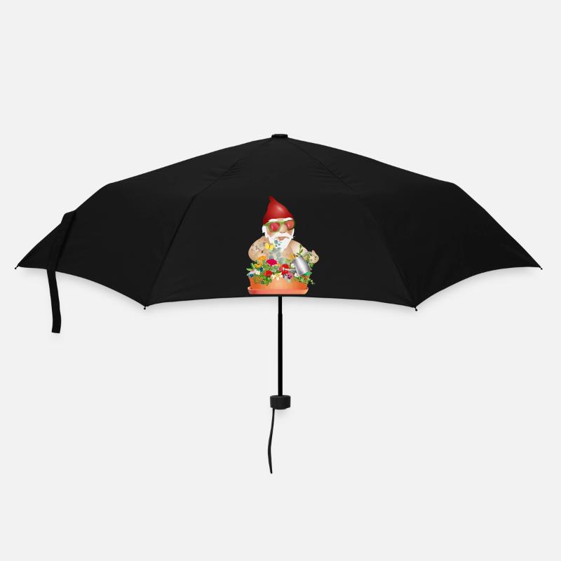 cooler Gartenzwerg macht Urlaub auf Balkonien - Regenschirm (klein) - Schwarz