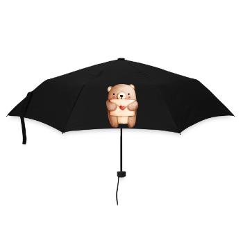 Verliebter Bär mit Liebesbrief – Liebe Design - Regenschirm (klein) - Schwarz - Vorne