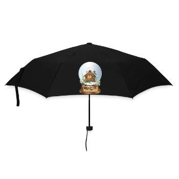beautiful nostalgic snow globe with log cabin - Umbrella (small) - black - Front