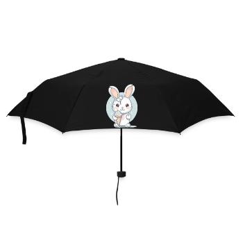 Sommerlicher Genuss: Hase mit Eis - Regenschirm (klein) - Schwarz - Vorne