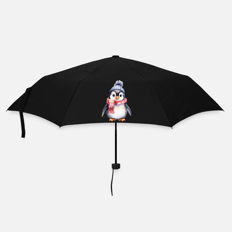 Pinguin im Winter - Regenschirm (klein) - Schwarz