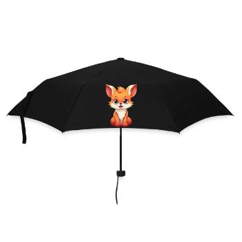 Cute Comic Red Fox: Relaxed Sitting - Umbrella (small) - black - Front