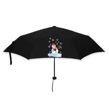 Schneemann und heiße Schokolade zu Weihnachten - Regenschirm (klein) - Schwarz - Vorne