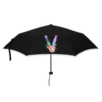 Lettre v watercolor - Parapluie standard - noir - Devant
