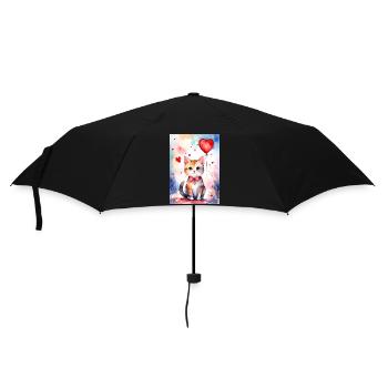 Katze Katze Niedliche Herzkatze - Regenschirm (klein) - Schwarz - Vorne