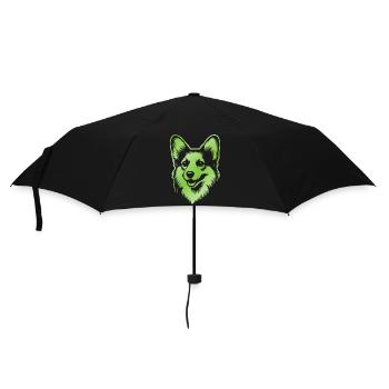 Corgi Drawing Dog Head Green - Umbrella (small) - black - Front