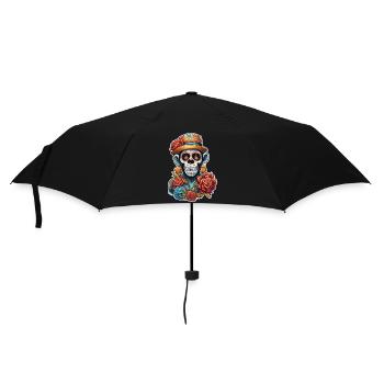 La Catrina/ Tattoo / Mexiko / Tier / Affe - Regenschirm (klein) - Schwarz - Vorne