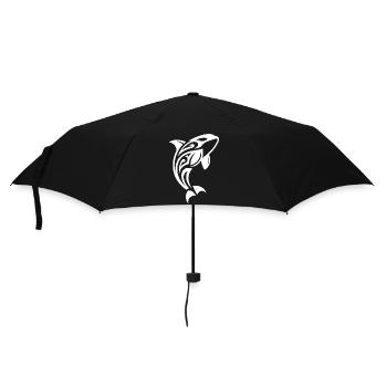 Springender Orca Tribal Tattoo Style - Regenschirm (klein) - Schwarz - Vorne
