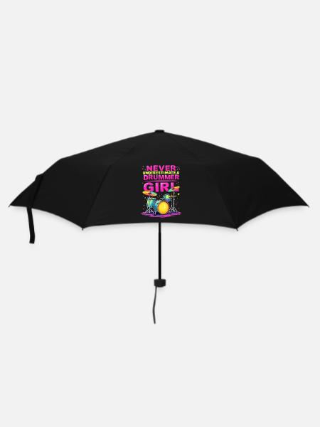 Unterschätze niemals eine Schlagzeugerin - Regenschirm (klein) - Schwarz