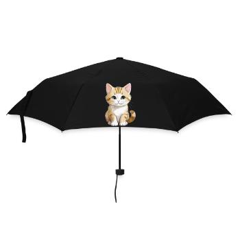 Sitting Cat - Regenschirm (klein) - Schwarz - Vorne