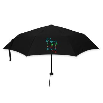 80er 90edr Rretro Vintage Katzen Katze Kätzchen - Regenschirm (klein) - Schwarz - Vorne