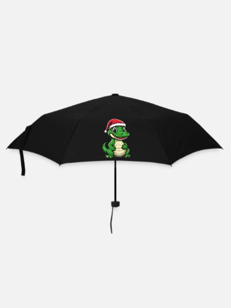 Alligator Weihnachten - Regenschirm (klein) - Schwarz