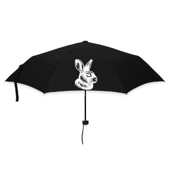 Bunnies Portrait with Big Ears Tattoo Style - Umbrella (small) - black - Front