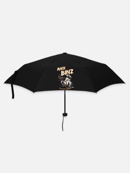 Ahoi Binz ! lustige Möwe mit Anker - Regenschirm (klein) - Schwarz