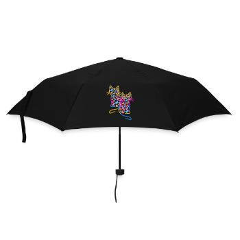 Katze Katzen Retro Herz Herzen Vintage - Regenschirm (klein) - Schwarz - Vorne