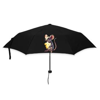 Polygon Mouse with Cheese – Cute Animal Motif - Umbrella (small) - black - Front