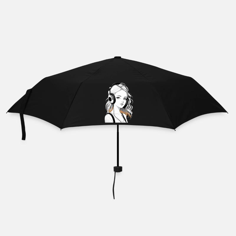 Musik Frau Mädchen Kopfhoerer Rave Geschenkidee - Regenschirm (klein) - Schwarz