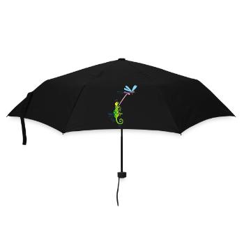Die Libelle und das Chamäleon - Regenschirm (klein) - Schwarz - Vorne