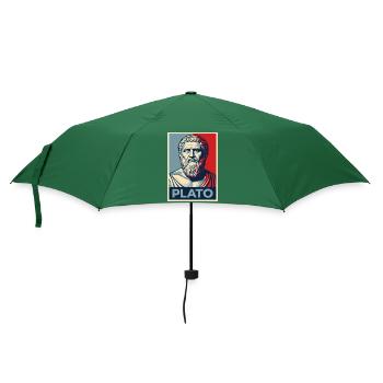 Platon-Porträt im Retro-Design - Regenschirm (klein) - Flaschengrün - Vorne