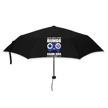 Nur Noch Eine Runde Dann Hör Ich Auf Zocker - Regenschirm (klein) - Schwarz - Vorne