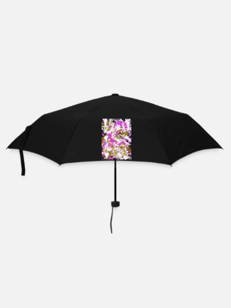 Neon Rosé Tie-Dye Wirbel - Regenschirm (klein) - Schwarz