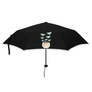 Papierfluglinge im Blumentopf - Regenschirm (klein) - Schwarz - Vorne