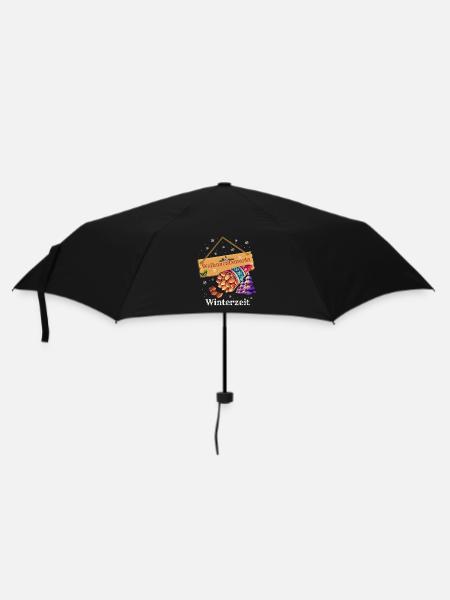 Weihnachtsmarkt - Winterzeit - Regenschirm (klein) - Schwarz