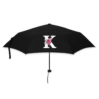 Buchstabe k blumig - Regenschirm (klein) - Schwarz - Vorne