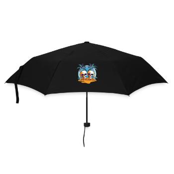 Sommer Sonne Palmen Totenkopf Strand Meer Urlaub - Regenschirm (klein) - Schwarz - Vorne