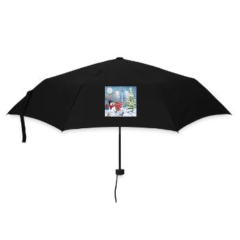 Frohe Weihnachten - Regenschirm (klein) - Schwarz - Vorne