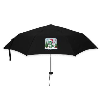 Cute Dino Santa Hat Cartoon Christmas Dinosaur - Umbrella (small) - black - Front