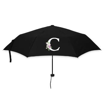 Purple floral letter c - Umbrella (small) - black - Front