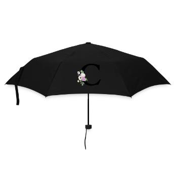 Purple floral letter c - Umbrella (small) - black - Front