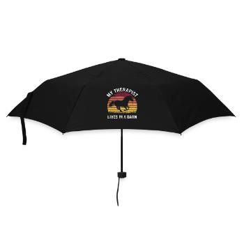 Mein Herz schlägt für den Pferdestall - Regenschirm (klein) - Schwarz - Vorne