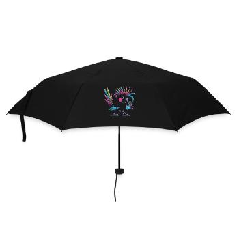 Punk Kakadu mit Irokesenschnitt - Regenschirm (klein) - Schwarz - Vorne