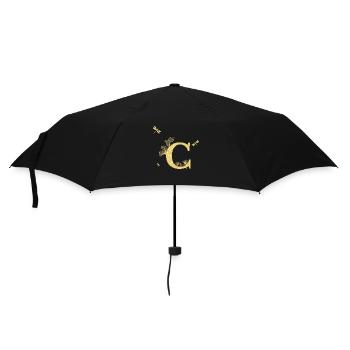 Letter c Glitter Gold Dragonfly - Gift Idea - Umbrella (small) - black - Front