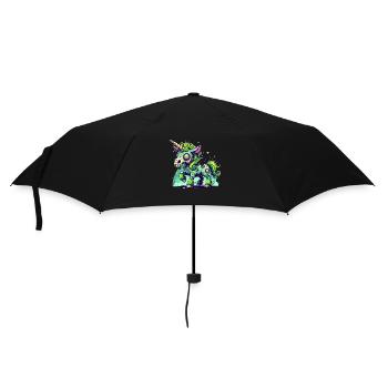 Zombie Einhorn, Zombiecorn, Einhorn, Horror - Regenschirm (klein) - Schwarz - Vorne