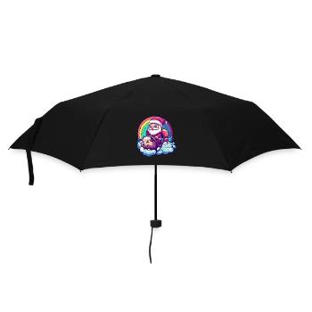 Igel Weihnachtsmann Regenbogen - Regenschirm (klein) - Schwarz - Vorne