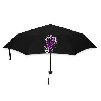 Herz mit Pfötchen und Sternen - Regenschirm (klein) - Schwarz - Vorne