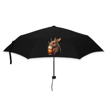 Coole Hase mit Bier Illustration - Regenschirm (klein) - Schwarz - Vorne