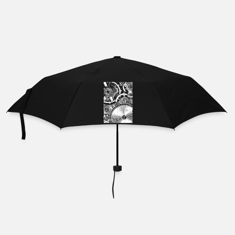 Zahnrad Clockwork Muster - Regenschirm (klein) - Schwarz