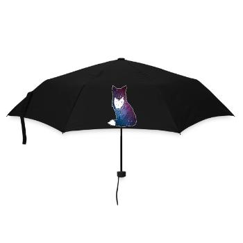 Fuchs mit Sternenhimmel, Space, Galaxy, Weltall - Regenschirm (klein) - Schwarz - Vorne